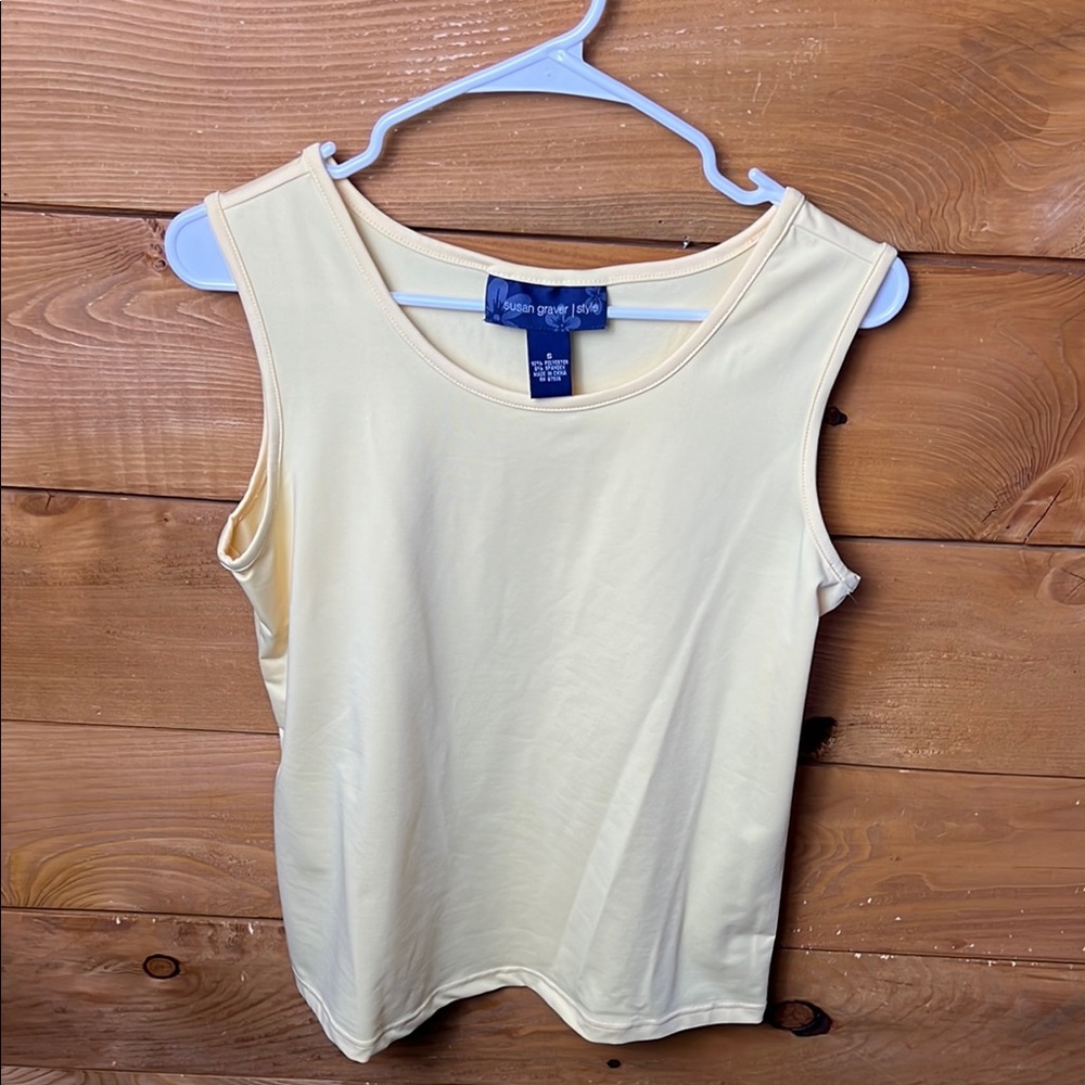 Susan Graver Yellow Sleeveless Women's Top Sm Office Business Casual Layering